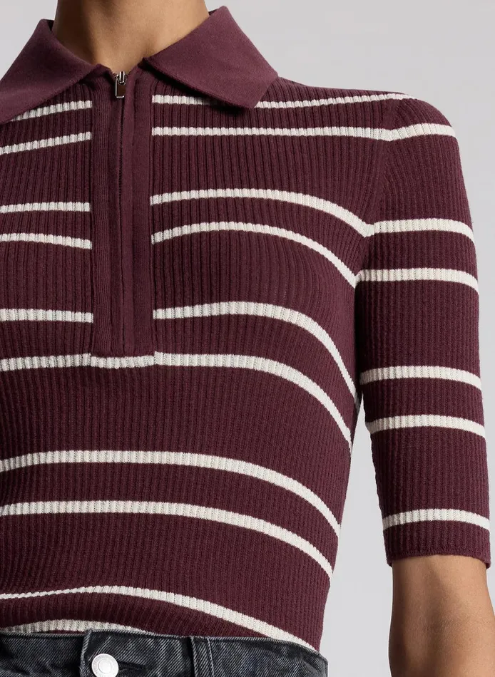 Women Cooper Fine Cotton Ribbed Top Carobwhite Wide Stripe ALC Tops