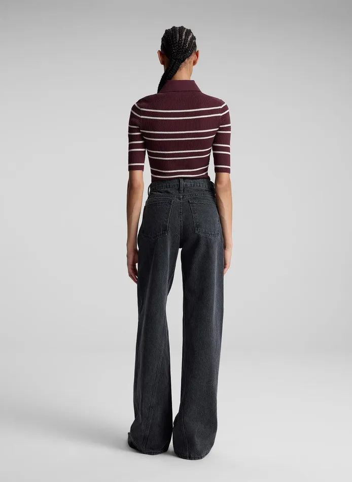 Women Cooper Fine Cotton Ribbed Top Carobwhite Wide Stripe ALC Tops