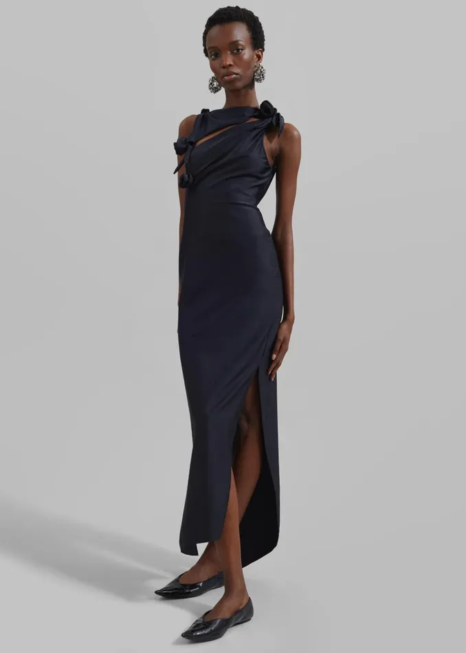 Women Coperni Asymmetric Flower Gown 8211 Black The Frankie Shop Dresses