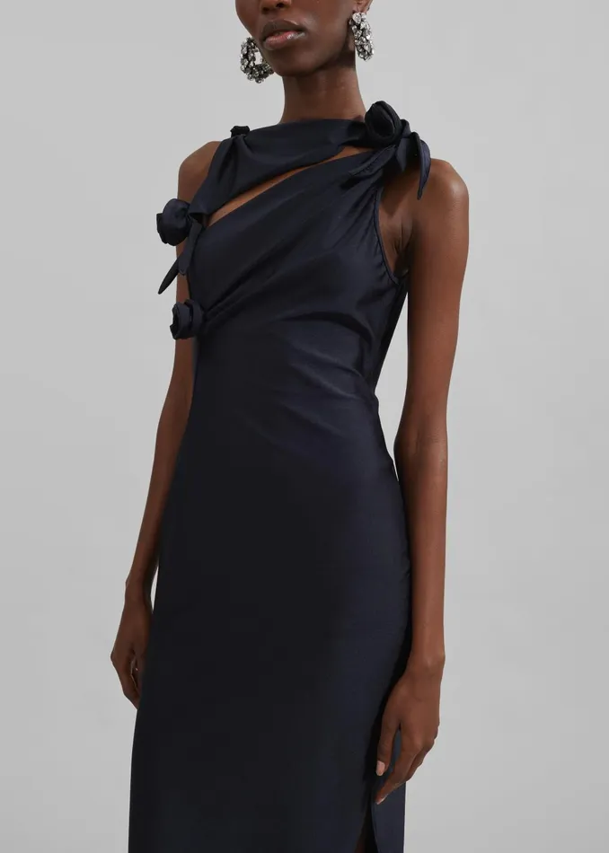 Women Coperni Asymmetric Flower Gown 8211 Black The Frankie Shop Dresses