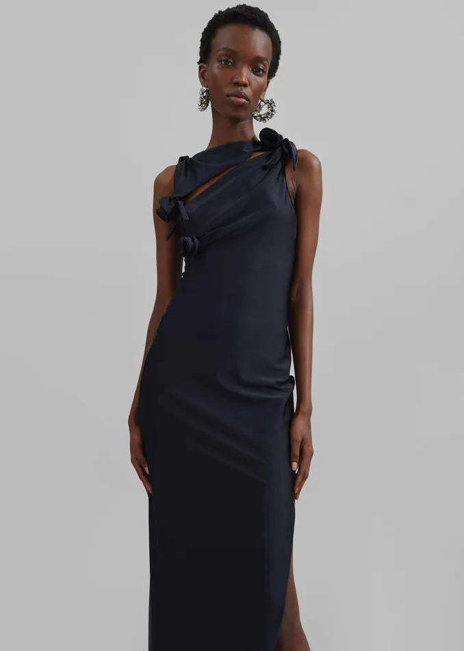 Women Coperni Asymmetric Flower Gown 8211 Black The Frankie Shop Dresses