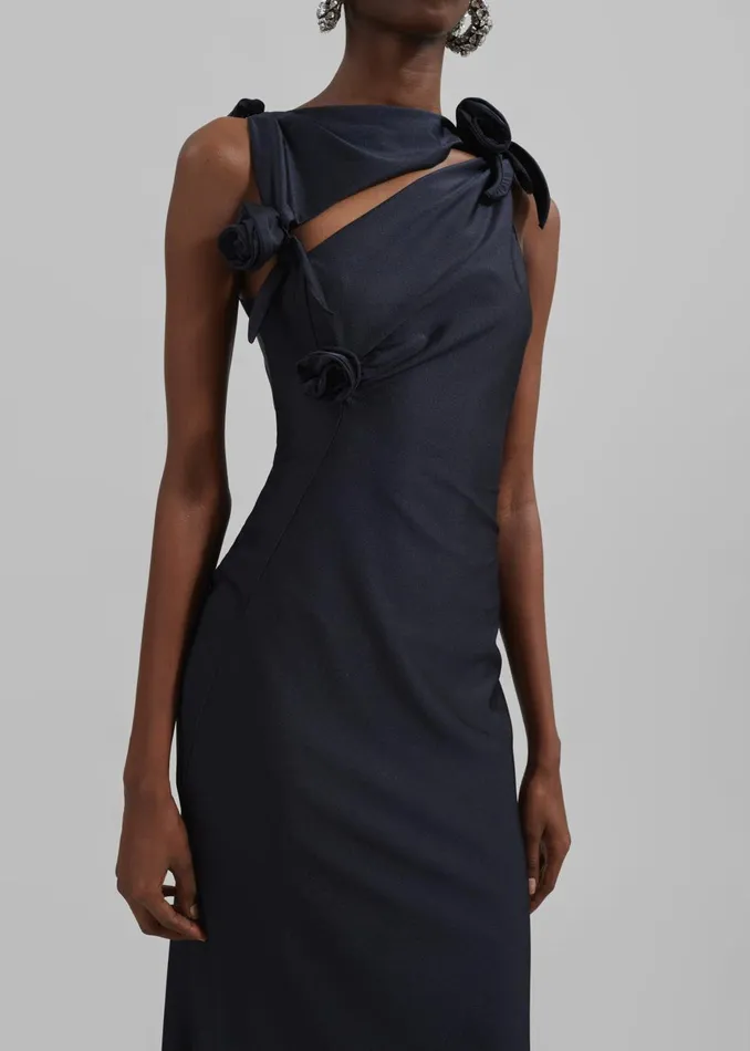 Women Coperni Asymmetric Flower Gown 8211 Black The Frankie Shop Dresses