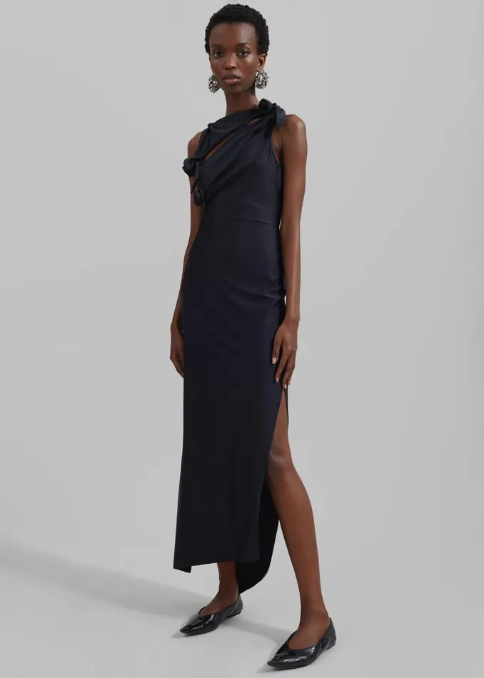 Women Coperni Asymmetric Flower Gown 8211 Black The Frankie Shop Dresses