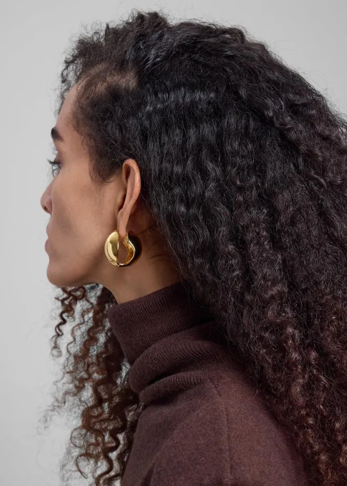 Women Coperni Creole Logo Earrings 8211 Gold The Frankie Shop