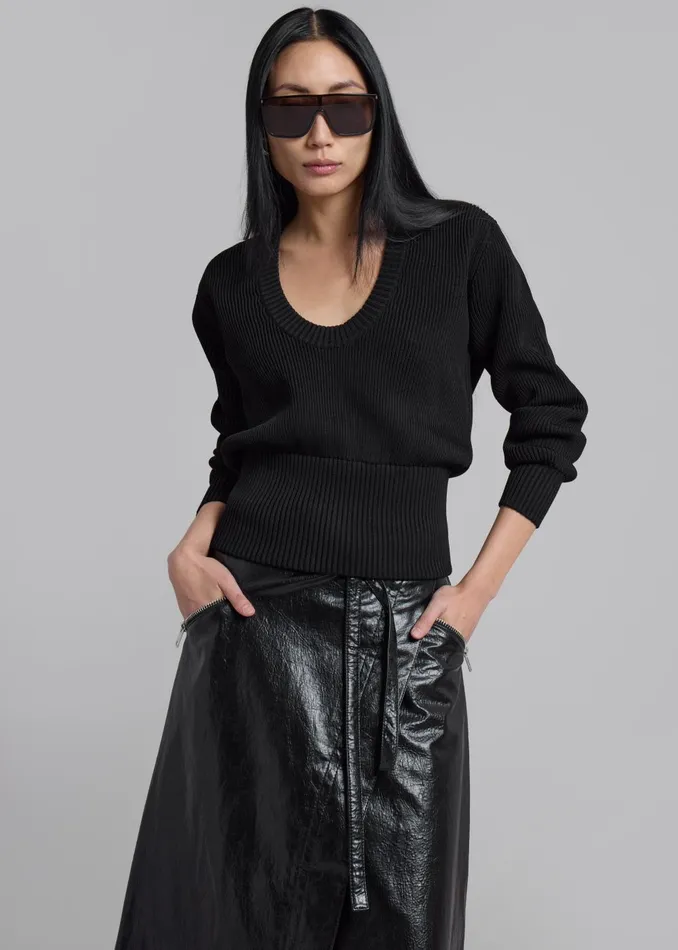 Women Coperni Knitted Long Sleeved Top 8211 Black The Frankie Shop Knitwear