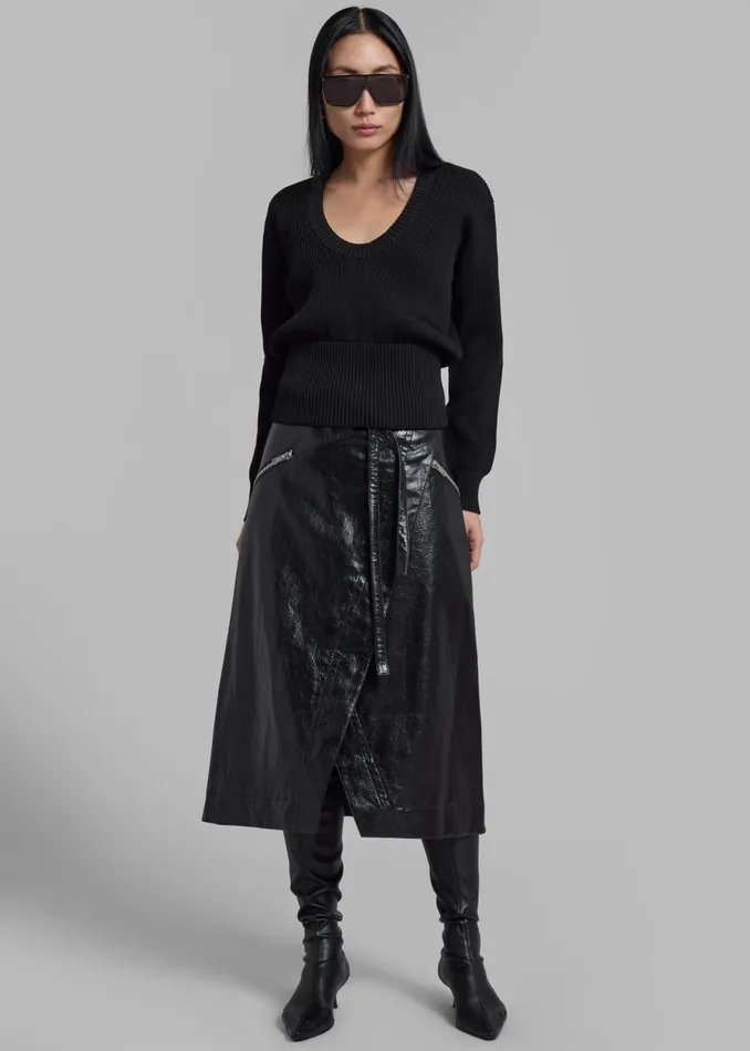 Women Coperni Knitted Long Sleeved Top 8211 Black The Frankie Shop Knitwear