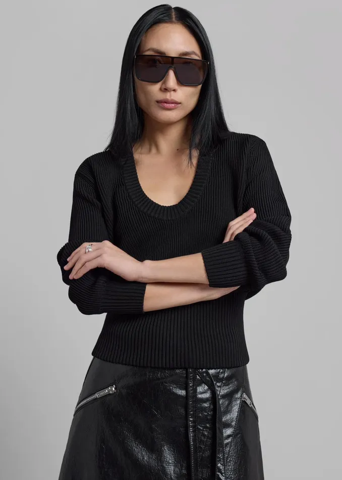 Women Coperni Knitted Long Sleeved Top 8211 Black The Frankie Shop Knitwear