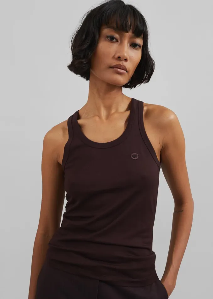 Women Coperni Lightweight Logo Tank Top 8211 Brown The Frankie Shop Tops