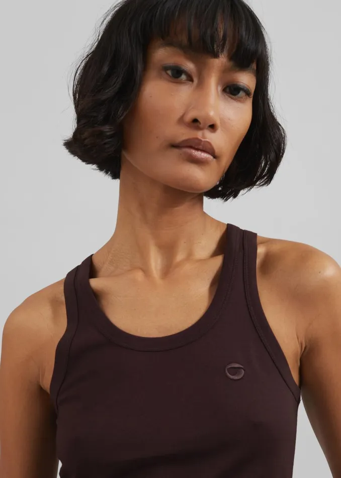 Women Coperni Lightweight Logo Tank Top 8211 Brown The Frankie Shop Tops
