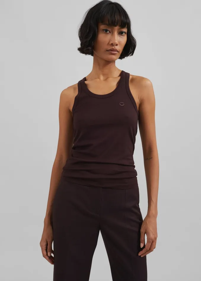 Women Coperni Lightweight Logo Tank Top 8211 Brown The Frankie Shop Tops