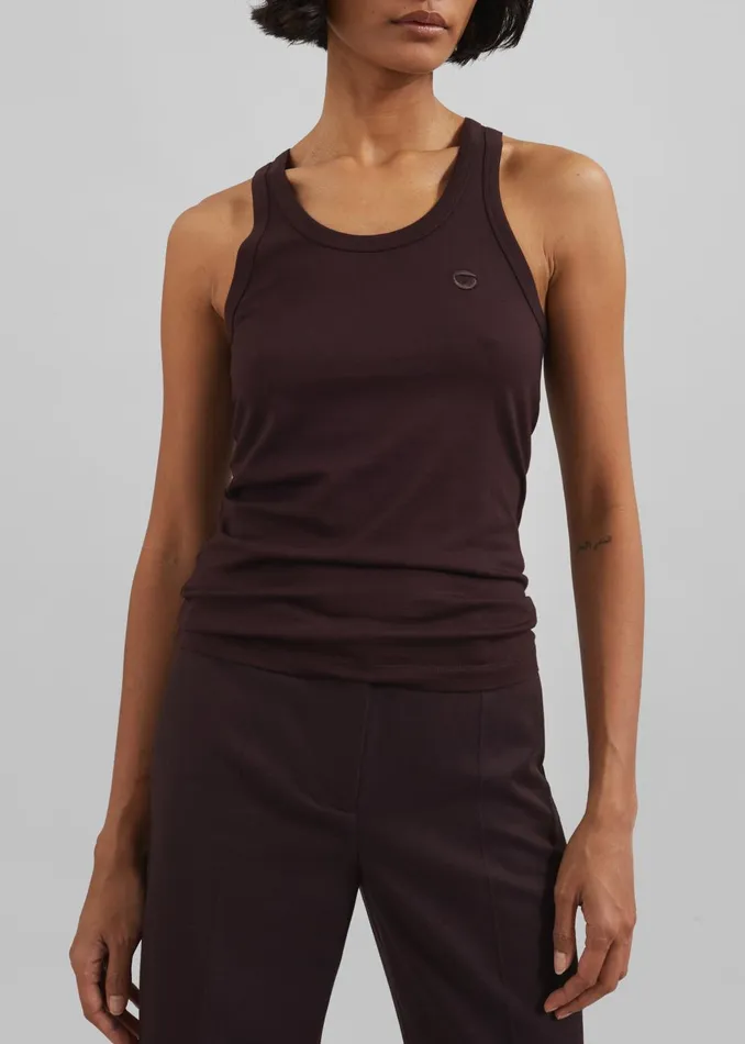 Women Coperni Lightweight Logo Tank Top 8211 Brown The Frankie Shop Tops