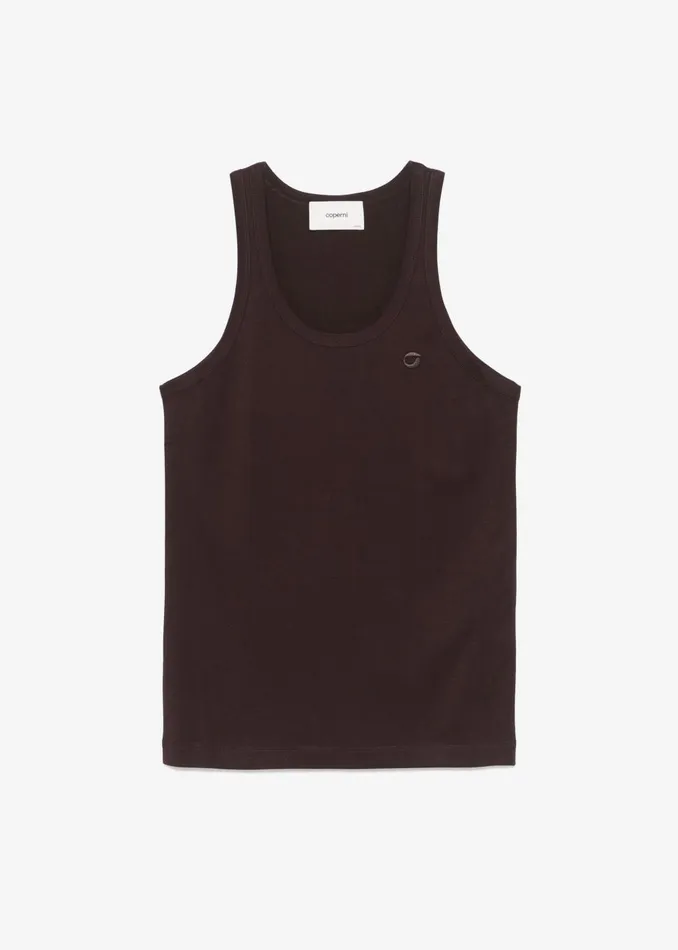 Women Coperni Lightweight Logo Tank Top 8211 Brown The Frankie Shop Tops