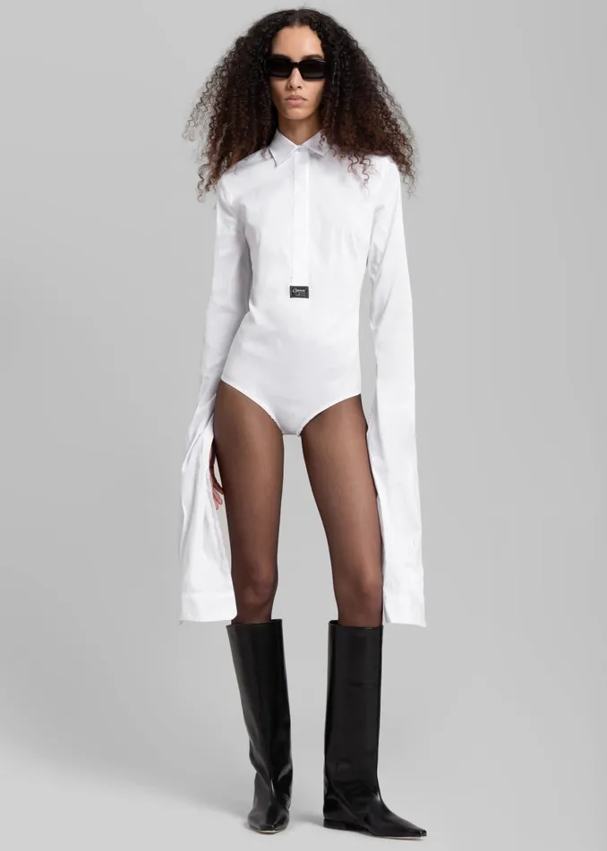 Women Coperni Shirt Bodysuit 8211 White The Frankie Shop Tops