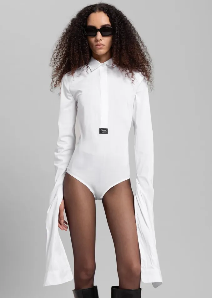 Women Coperni Shirt Bodysuit 8211 White The Frankie Shop Tops