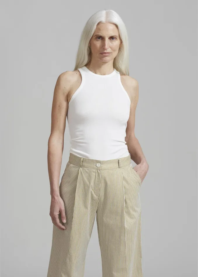 Women Corsy Ribbed Tank 8211 Optic White The Frankie Shop Tops