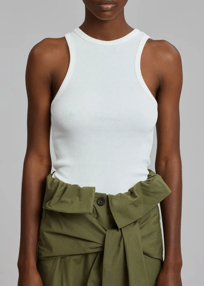 Women Corsy Ribbed Tank 8211 Optic White The Frankie Shop Tops