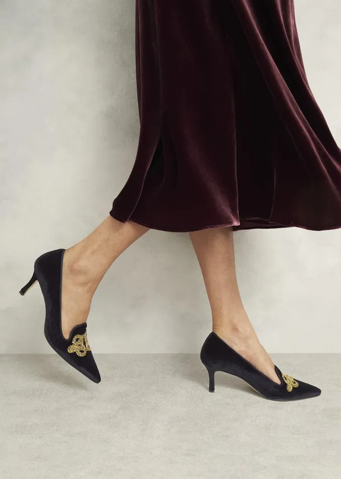 Women Court Shoes Hobbs Keston Embellished Velvet Courts Black