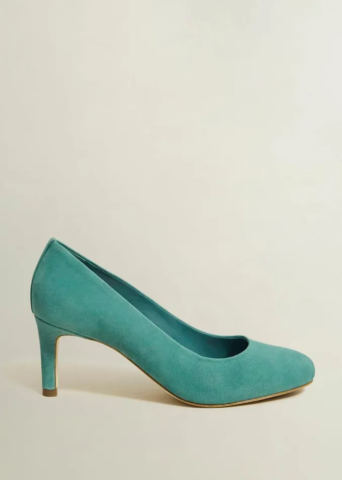 Women Court Shoes Hobbs Lizzie Suede Court Shoes Deep Aqua Green