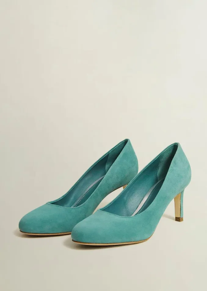 Women Court Shoes Hobbs Lizzie Suede Court Shoes Deep Aqua Green