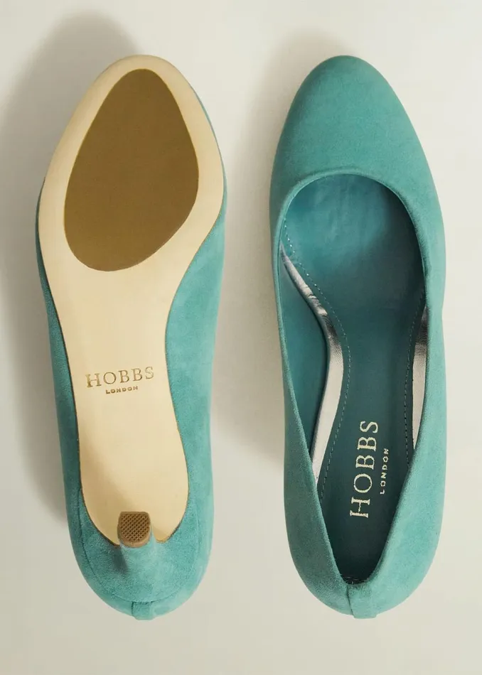 Women Court Shoes Hobbs Lizzie Suede Court Shoes Deep Aqua Green