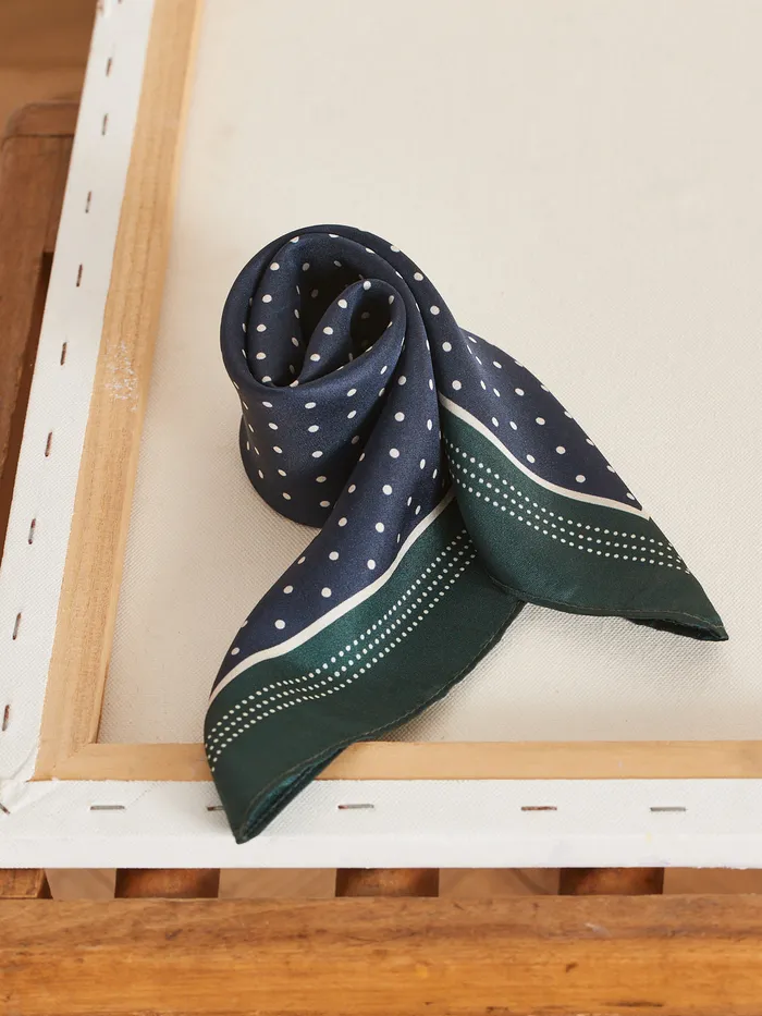 Women Cyrillus Accessories Silk Dot Square Bandana Marine