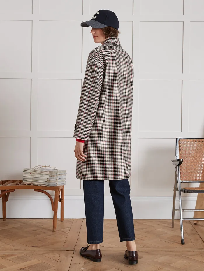 Women Cyrillus Clothing Check Twill Car Coat Carreaux Tricolore
