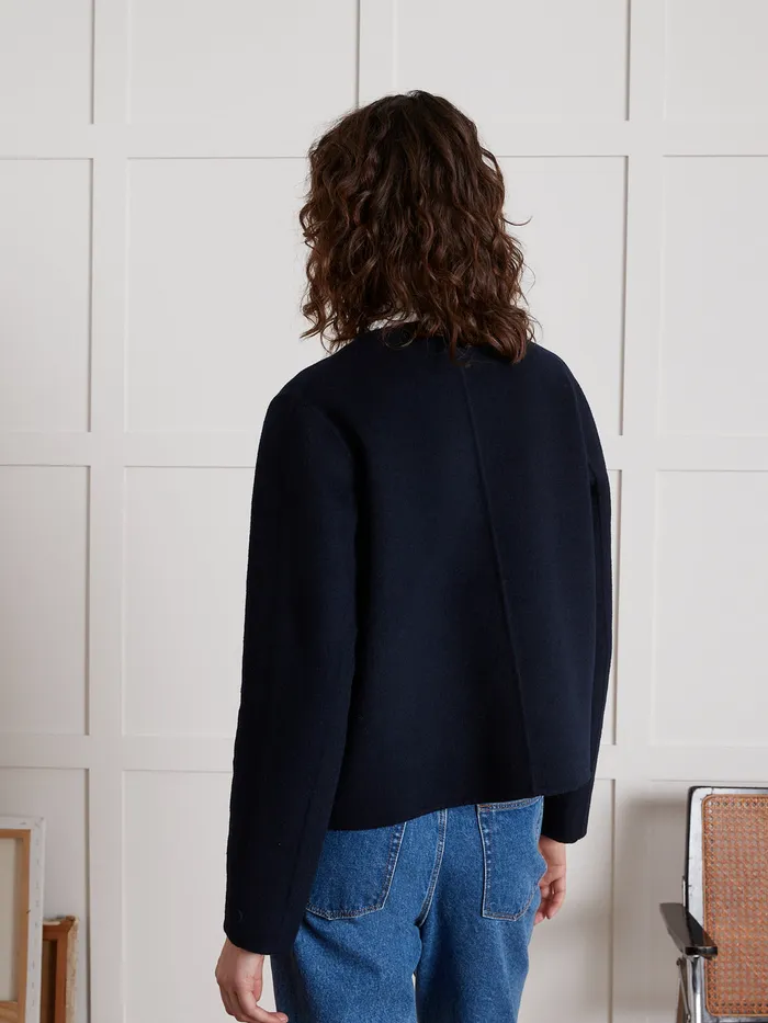 Women Cyrillus Clothing Collarless DoubleSided Woolen Jacket Encre