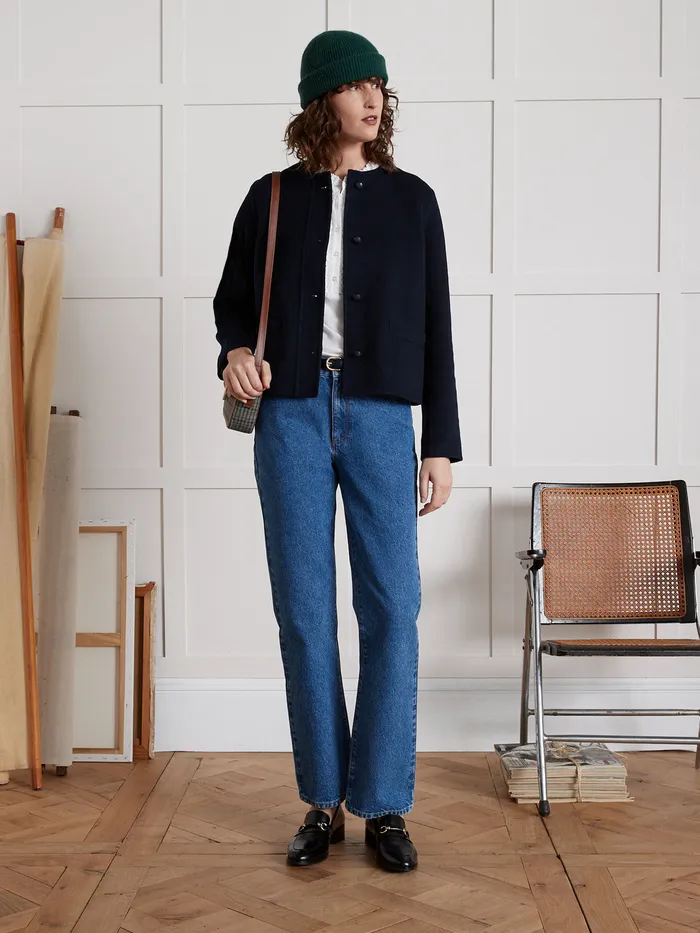 Women Cyrillus Clothing Collarless DoubleSided Woolen Jacket Encre