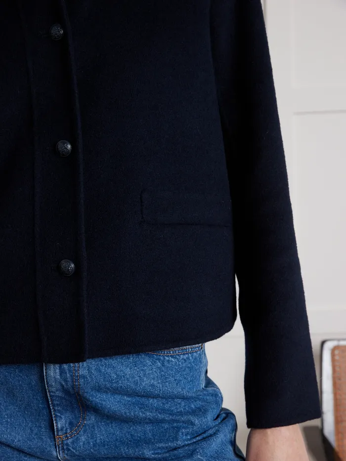 Women Cyrillus Clothing Collarless DoubleSided Woolen Jacket Encre