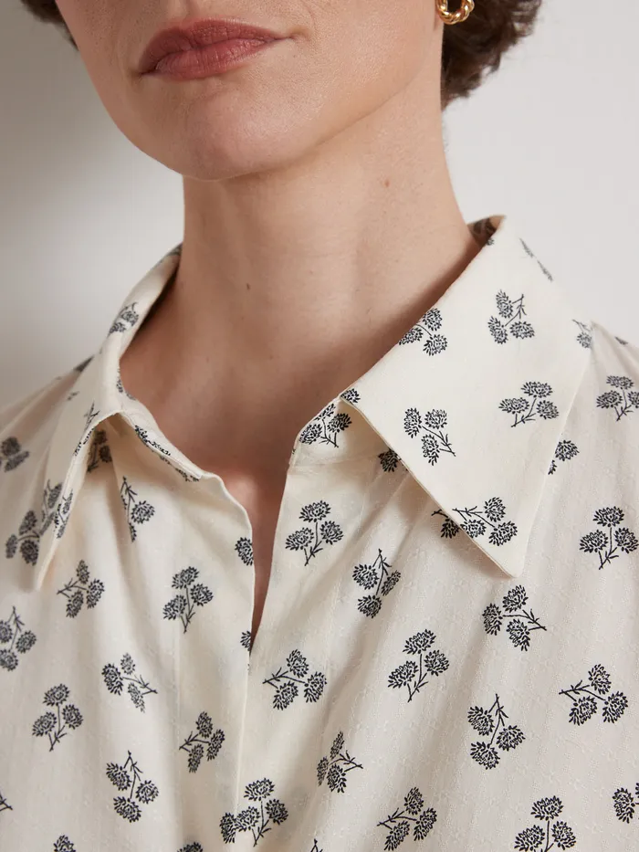 Women Cyrillus Clothing Diane Print Top Made With Dobby Viscose Imp Diane Ecru