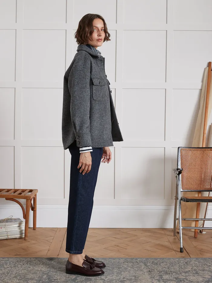 Women Cyrillus Clothing DoubleSided Woolen Topshirt Gris Chine Clair