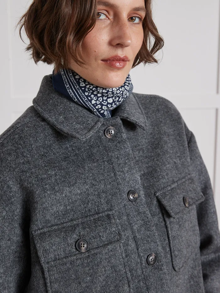 Women Cyrillus Clothing DoubleSided Woolen Topshirt Gris Chine Clair