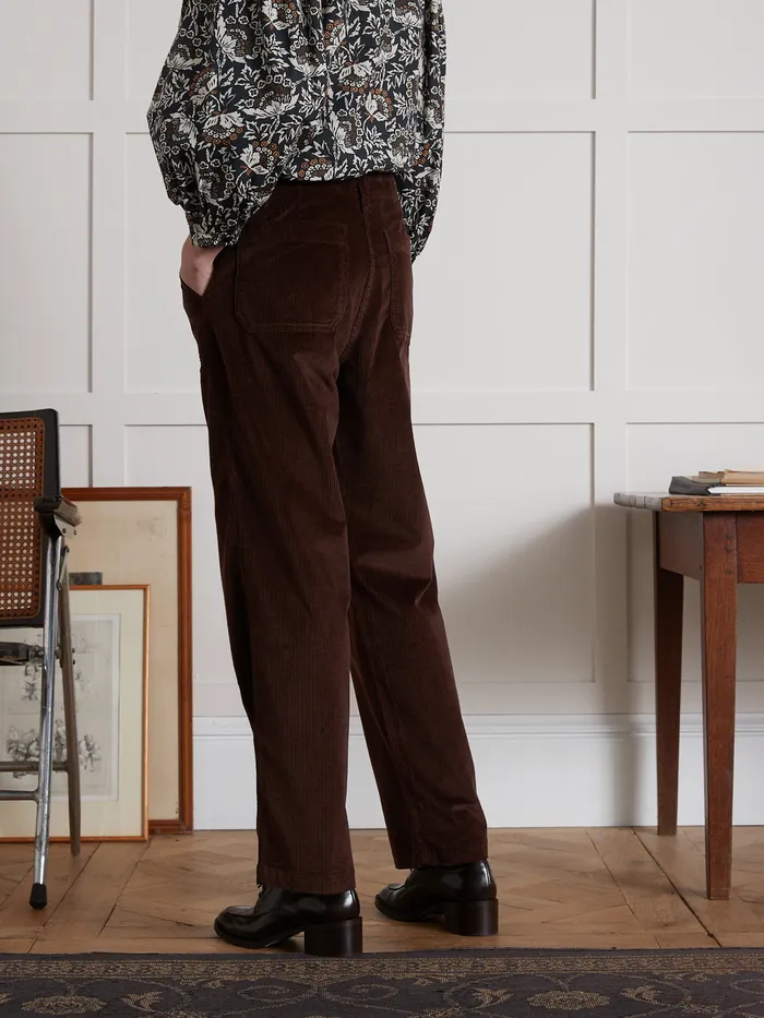Women Cyrillus Clothing Leonie Corduroy Cargo Trousers Chocolat