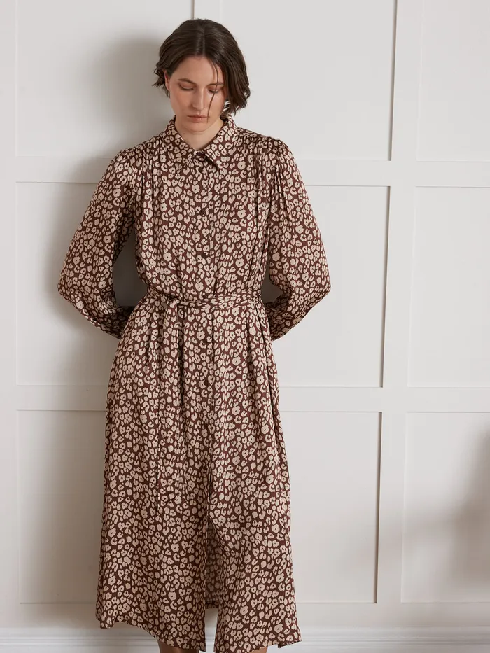 Women Cyrillus Clothing Long ShirtDress With Leopard Print Imp Fauve