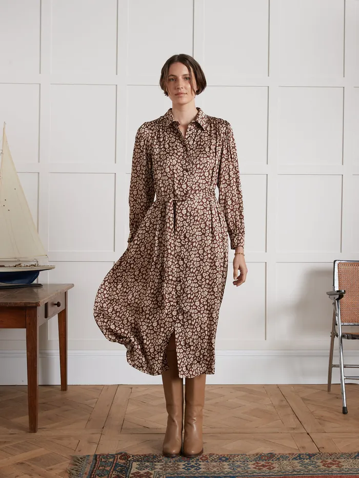 Women Cyrillus Clothing Long ShirtDress With Leopard Print Imp Fauve