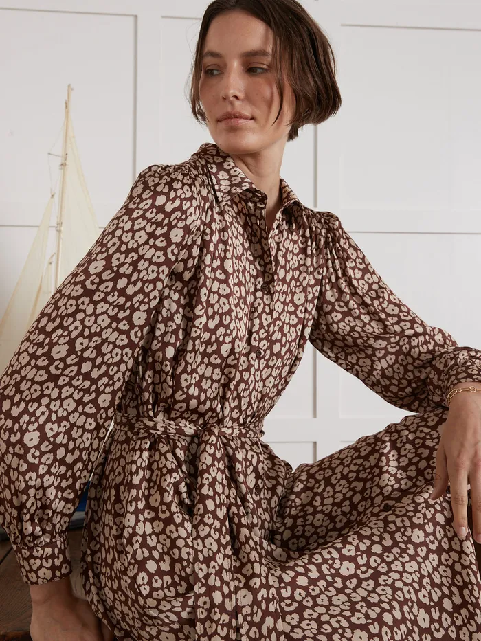 Women Cyrillus Clothing Long ShirtDress With Leopard Print Imp Fauve