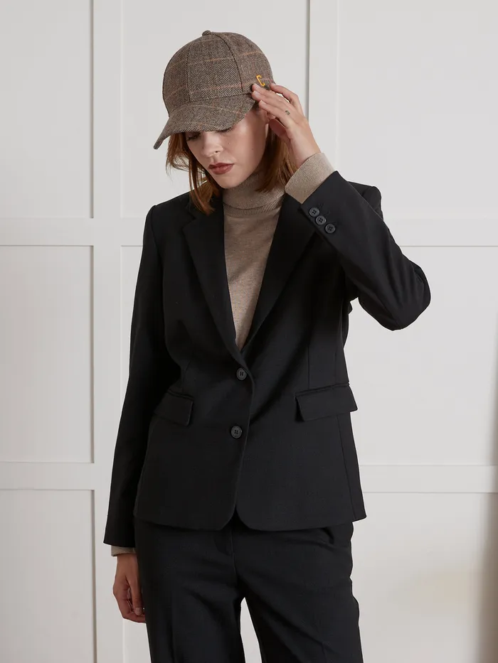 Women Cyrillus Clothing Plain Suit Jacket Noir