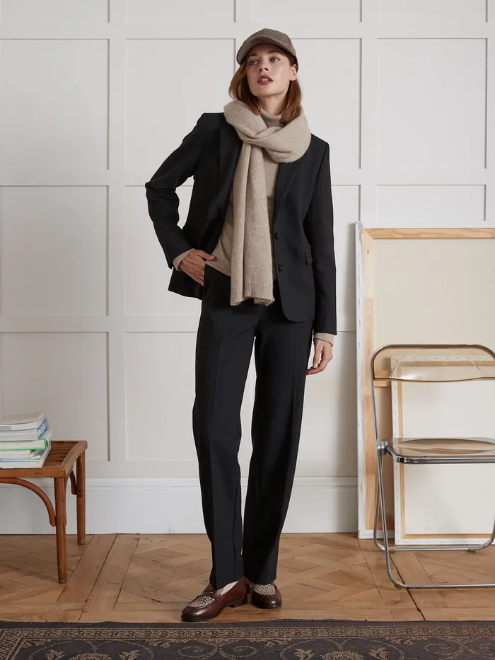Women Cyrillus Clothing Plain Suit Jacket Noir