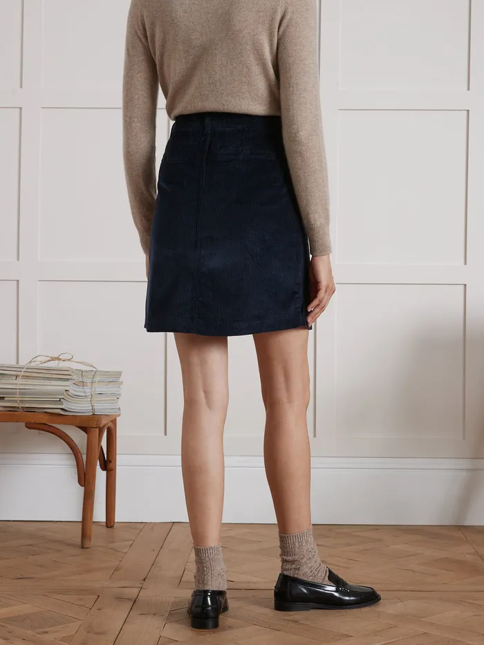 Women Cyrillus Clothing Short Velvety Cord Skirt Encre