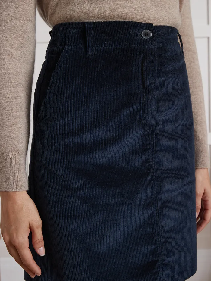 Women Cyrillus Clothing Short Velvety Cord Skirt Encre