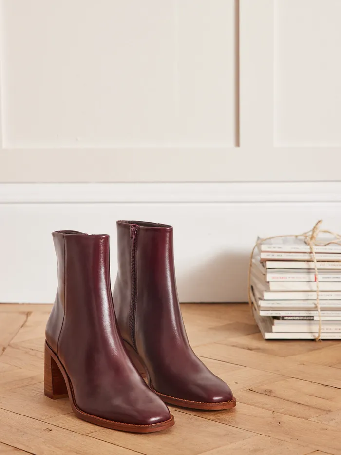 Women Cyrillus Shoes Leather Ankle Boots Bordeaux