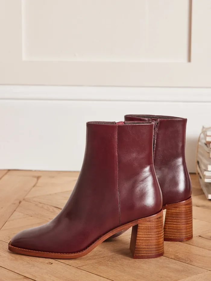 Women Cyrillus Shoes Leather Ankle Boots Bordeaux
