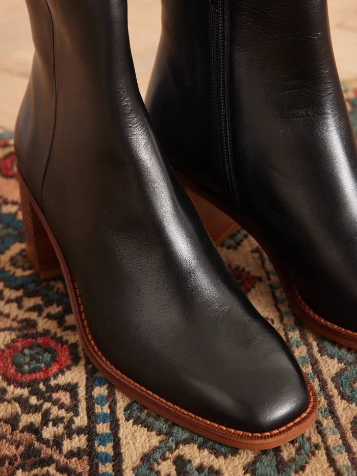 Women Cyrillus Shoes Leather Ankle Boots Noir