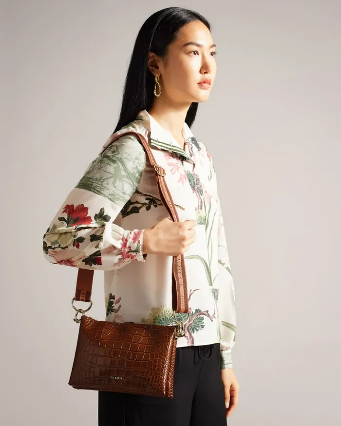 Women DARALEY 8211 Branded Webbing Croc Effect Crossbody Bag Brown Ted Baker Crossbody Bags Women DARALEY 8211 Branded Webbing Croc Effect Crossbody Bag Brown Ted Baker Crossbody Bags