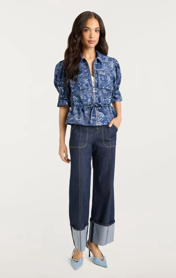Women Denim Cinq Sept Adie Jacket Indigo Multi