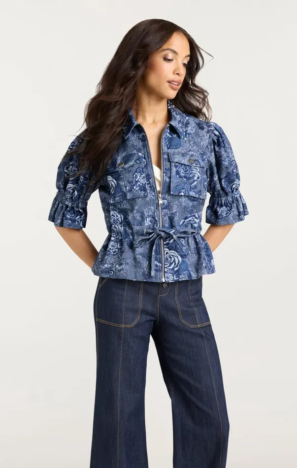 Women Denim Cinq Sept Adie Jacket Indigo Multi
