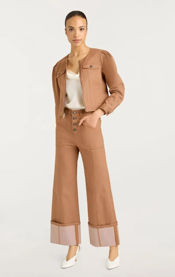 Women Denim Cinq Sept Dalia Jacket Cocoa