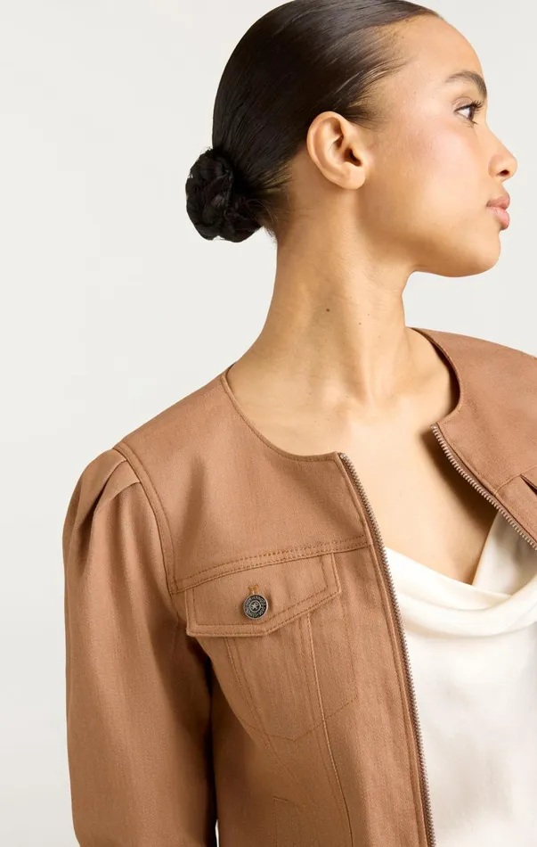 Women Denim Cinq Sept Dalia Jacket Cocoa