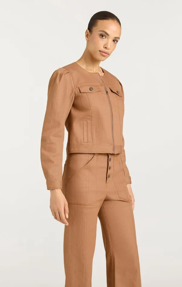 Women Denim Cinq Sept Dalia Jacket Cocoa