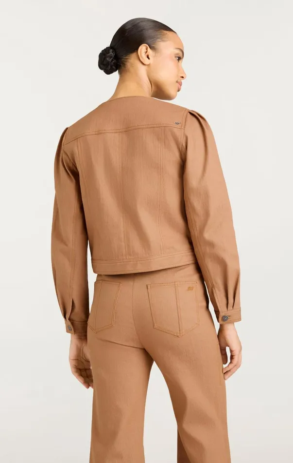 Women Denim Cinq Sept Dalia Jacket Cocoa